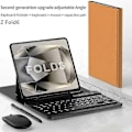 Miniatyrbillede 2 af 5: Tastatur og mus til Samsung Galaxy Z Fold 6, Opgraderet bærbar magnetisk Bluetooth-tastatur med læderetui og kapacitiv pen - Perfekt Black