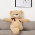Miniatyrbilde 2 av 5: Søt teddybjørn plysjleketøy, stor bjørnedukke lysebrun light brown 100 cm