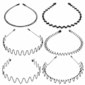Miniatyrbild 1 av 5: 6 st metallhårband svart hårbåge fjäder våghårband multi-style unisex flexibla hårband accessoarer för kvinnor män