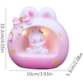 Miniatyrbillede 3 af 5: Sød lyserød kanin natlampe, sløjfe dyr seng lampe | Piger varm gul lys børneværelse harpiks lampe kawaii kanin skrivebord hjem dekoration pink 1pc