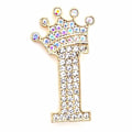 Miniatyrbillede 1 af 8: Modekrone 26 Initialer A til Z Krystal Rhinestone Broche Gold-I