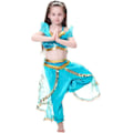 Miniatyrbild 5 av 7: Flickperuk, Aladdin prinsessdräkt, jul födelsedagsfest, Halloween karneval, cosplay, barnkläder 100cm