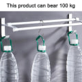 Miniatyrbilde 4 av 5: Dobbel håndkleholder håndkleholder uten boring 40cm patentlim + selvklebende aluminium matt overflate
