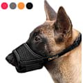 Miniatyrbillede 1 af 5: Hunde snude, blød nylon anti-bidning gøen tygge, luft mesh åndbar drikkelig justerbar sløjfe kæledyr snude-M-sort
