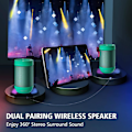 Miniatyrbild 4 av 6: Bluetooth-högtalare med IP65 vattentät, 5.3 Bluetooth, TWS-parning, stöd för TF-kort, bärbar trådlös högtalare för iPhone Samsung och mer - Grön Green