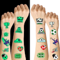 Miniatyrbild 1 av 5: 20 ark fotbollstatueringar för barn, upplysta fotbollstatueringar för pojkar, tillfälliga tatueringar för barnfest, fotbollsfest
