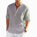 Miniatyrbild 1 av 2: Ny långärmad linne T-shirt för män enfärgad lös vår T-shirt långärmad bomull linne skjorta plus size skjortor män grå Grey XXXL