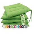 Set med 4 stolsdynor 40x40cm kvadratiska gröna sittdynor med band