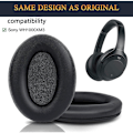 Miniatyrbillede 2 af 5: ® Udskiftningsørekopper til Sony WH-1000XM3 (WH1000XM3) Hovedtelefoner, Proteinlæderbeklædt, Støjreducerende Hukommelsesskum, Tykkelse Tilføjet - Sort