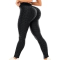 Miniatyrbild 5 av 5: Kvinnors Leggings Yogabyxor med hög midja Tiktok Scrunch Butt Jacquard Ruched Booty Tights Mage Control Butt Lift Grå Vit Svart Lila Fitn Black Black M