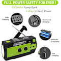 Miniatyrbild 3 av 10: 4000mAh Nödradio Bärbar Powerbank med Solladdning, Handvev, SOS-Alarm