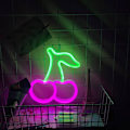 Miniatyrbillede 1 af 5: LED neon lys, kreative neon baggrundslys til soveværelsesdekoration (kirsebær på grøn og pink),