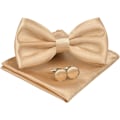 Miniatyrbilde 1 av 7: Slips for menn, Klassisk ensfarget slips, Sateng smoking-slips, Justerbart formelt slips for fest, bryllup 3pc-Champagne