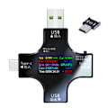 Pikkukuva 1 / 11: 1:ssä Type-C USB -testeri Värinäyttöinen digitaalinen yleismittari, USB-C jännitteen ja virran volttimittari ampeerimittari-ilmaisimet