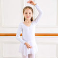 Miniatyrbilde 3 av 6: Jente Ballerina Langarms Leotard Dans Tutu Kjole Hvit White 110 cm