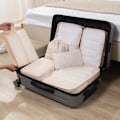 Miniatyrbilde 4 av 10: 9 stk/11 stk Reiseoppbevaringssett i ensfarget stoff Bærbar koffert Klærpakkepose for reise Black 10 pcs