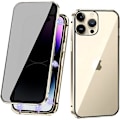 Miniatyrbild 1 av 6: Privacy dubbel magnetiskt fodral iphone 13 guld guld gold