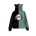 Miniatyrbillede 3 af 4: Unisex Demon Slayer trykte hættetrøjer sweatshirt Casual Pullover Katteøre Hætte jumper Toppar Grøn Green 3XL