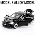 Miniatyrbilde 1 av 5: 1:32 Tesla Model X Model 3 Model S Model Y Legeringsbilmodell Støpte Lekebiler Lyd og Lys Barneleker For Barn Gaver Gutteleker Model 3 Black