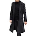 Miniatyrbillede 1 af 5: Herrejakke lang trenchcoat mænd Trenchcoat enkeltradet sort Black 3XL