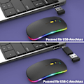 Miniatyrbilde 2 av 5: Oppgrader trådløs LED PC-mus gjenladbar stille trådløs mus bærbar mus med USB-mottaker Kompatibilitet med datamaskin/PC/nettbrett