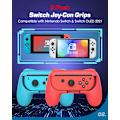 Miniatyrbild 2 av 5: 2-pack styrkontrollergrepp för Switch/Switch OLED-modell (2021)/Switch OLED-modell (2021) Joy-Con (röd och blå)