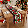 Miniatyrbillede 2 af 5: Linen Rød og Sort Buffalo Check Julebordsløber 72 Tommer Lang Sæsonmæssig Vinter Jul Juleferie Landlig Stil Borddekoration