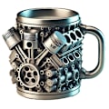 Miniatyrbild 1 av 3: Personlig Rostfri Mugg, V8/V6 Motor Design Rostfri Kopp V6