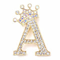 Miniatyrbillede 1 af 8: Modekrone 26 Initialer A til Z Krystal Rhinestone Broche Gold-A