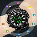 Miniatyrbild 3 av 6: YIKAZE Svart Klocka Militärklocka Digitala Herrklockor Vattentät Nedräkning Datum LED Elektronisk Armbandsur K B-Black gold