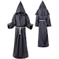 Miniatyrbillede 1 af 5: Unisex Voksen Middelalder Kostume Munk Kappe Kostume Kappe Broder Præst Troldmand Halloween Tunika Kostume 3 Stk Grå Grey XX-Large