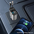 Miniatyrbild 2 av 3: 120W Infällbar Billaddare 4-i-1 Billaddaradapter med Infällbara Kablar och USB/USB-C Portar Kompatibel med iPhone, Android, Samsung Galaxy