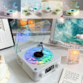 Miniatyrbilde 2 av 5: The Waves Vinyl Player, Wave Retro Vinyl Record Player Wireless Bluetooth Speaker White