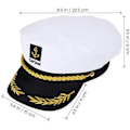 Miniatyrbillede 2 af 5: Voksen Kaptajn Hat Yachting Båd Sømand Admiral Kostume Hvid, One Size