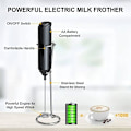 Miniatyrbilde 2 av 6: Elektrisk melkeskummer, håndholdt med rustfritt stål stativ, batteridrevet skummer, visp, drikkeblander, minimikser for kaffe, frappe, latte,