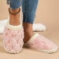 Miniatyrbilde 3 av 6: Vinterpels Lukket Tå Slippers, Koselig & Varmt Mykt Såle Slip On Fuzzy Sko