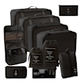 Miniatyrbilde 1 av 10: 9 stk/11 stk Reiseoppbevaringssett i ensfarget stoff Bærbar koffert Klærpakkepose for reise Black 11 pcs