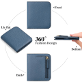 Miniatyrbild 4 av 5: Damplånbok RFID-blockerande läder kompakt bifold plånbok för kvinnor dragkedja myntficka liten damväska med ID-fönster blue (B)