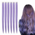 Miniatyrbild 1 av 5: Creamily 20 tum Clip in Hair Extension Rak Hår Pink Party Highlights Syntetiskt Hår Extension för Kvinnor Flickor (6 st/förpackning)