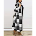 Miniatyrbild 3 av 4: Damkavaj i Plus Size med Färgblock och Geometrisk Tryck, Långärmad, Öppen Fram, Casual