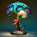 Miniatyrbillede 2 af 5: Malede glas svamp bordlamper bohemisk harpiks svamp bordlampe natlampe til hjemmet og kontoret Flower Mushroom Table Lamp