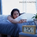 Miniatyrbild 5 av 5: Digital väckarklocka, trä digital väckarklocka med stor temperaturdisplay, bordsklocka med snooze-funktion, datum