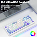 Miniatyrbild 6 av 6: Mekanisk Speltangentbord, BT5.0/2.4GHz/USB-C Bytbar Anpassat Tangentbord, Förlurade Brytare RGB-Tangentbord för PC/Tablett/PS/Xbox, Blå & Lila