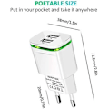 Miniatyrbilde 4 av 5: Dobbel USB-vegglader med LED-indikator, 2-pakning 2.1A 5V 2-porters universell strømforsyning for iPhone