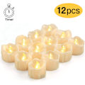 Miniatyrbilde 1 av 5: LED-lys med timer, 12 LED-telys, flammefrie lys, ekte glitrende voks, elektriske lys med CR2032-batterier, varm hvit