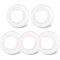 Miniatyrbild 1 av 5: Tap Light Push Lights, Klistra på LED Touch Puck Lights AAA Batteridrivna, Tryck Spot Lights Inomhus (2.8 tum, Varmvit, 5-pack)