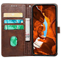 Miniatyrbillede 2 af 5: Kompatibel med Nothing Phone (3a) Etui Kalvetekstur Læder Stand Bogstil Telefon Etui - Rød-Perfekt Brown