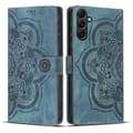 Frosted Læder Etui til Mandala Emed Retro Telefon Blå Blue For Samsung Galaxy S25 5G