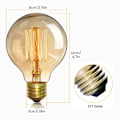 Miniatyrbillede 2 af 5: 4-pak Vintage Edison-pærer - dæmpbare skruepærer - globepærer - lampe varmt lys 40w G80 E27 220V [Energiklasse A] - Perfekt