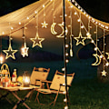 Pikkukuva 8 / 10: Aurinkopaneelit ulkona Ramadan-koristeet Kuut Tähdet Valot 138LED Aurinko String Valot Ulkona